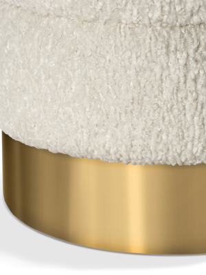 Interlude Home Charlize Stool - Polished Brass & Cream