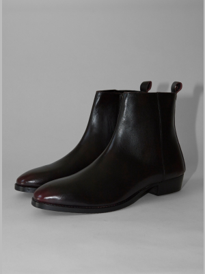 Burgundy Leather Choco Cuban Boots