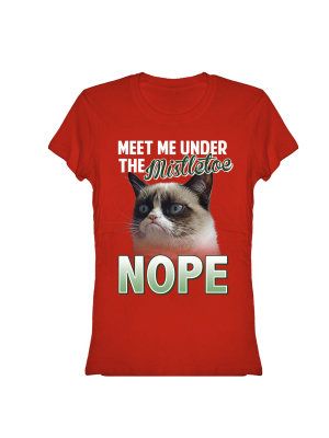 Junior's Grumpy Cat No Mistletoe T-shirt