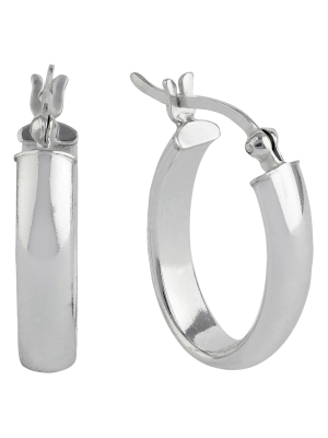 Women's Sterling Silver Hoop Earring Oval - Silver