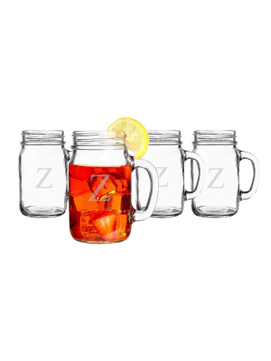 Cathy's Concepts 16.5oz 4pk Monogram Old-fashioned Drinking Jars A-z