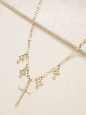 Multi Cross 18k Gold Plated Necklace