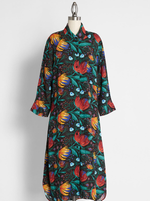 Flowers Never Bend Shirt Dress