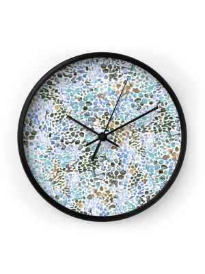 Ninola Design Blue Speckled Painting Watercolor Stains Wall Clock - Deny Designs