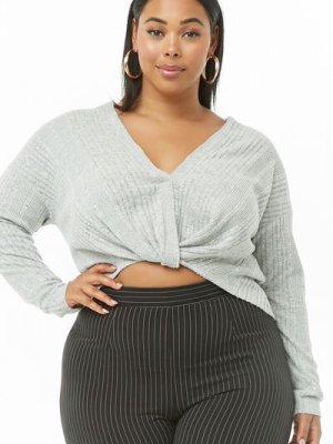 Plus Size Brushed Twist-hem Top