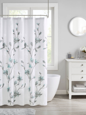 Anise Floral Printed Burnout Shower Curtain