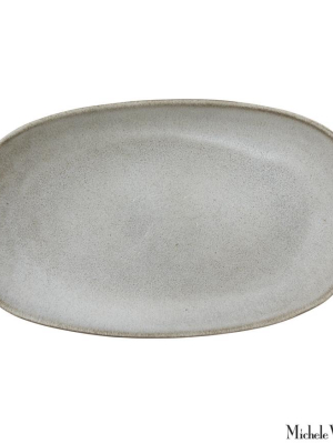 Medium Oblong Ceramic Platter Concrete Glaze