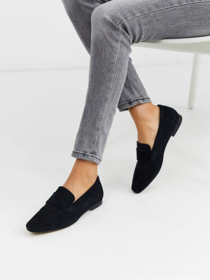 Asos Design Motion Suede Loafers In Black