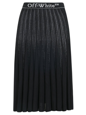 Off-white Logo Band Pleated Midi Skirt