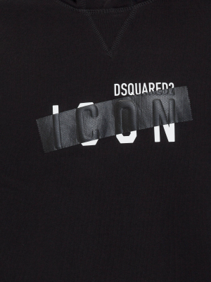 Dsquared2 Taped Logo Print Drawstring Hoodie