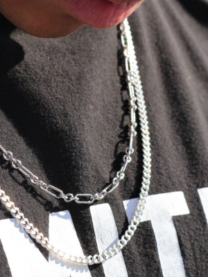 Premium Silver Barbed Figaro Chain