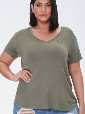 Plus Size Butterfly Patch Tee