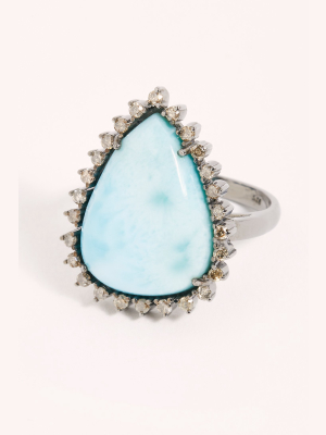 Diamond Larimar Ring