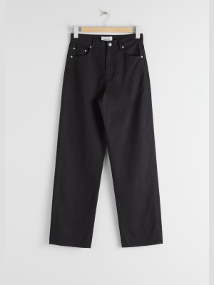 Relaxed Fit Cotton Blend Trousers
