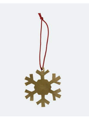 Fog Linen Brass Snow Flake Ornament - B