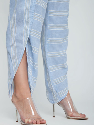 Riban Fly Away Pants - Light Blue Stripe Print