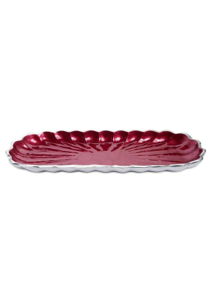 Julia Knight Peony 14" Rectangular Tray In Pomegranate