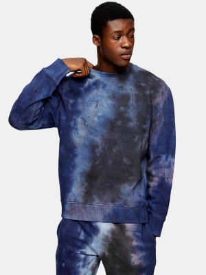 Black And Blue Tie Dye Sweatshirt