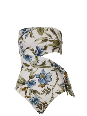 Zimmermann Aliane Floral Print Scarf-tie Swimsuit