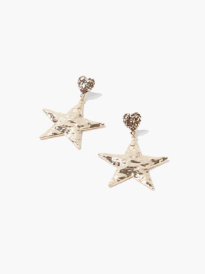 Hammered Star Drop Earrings