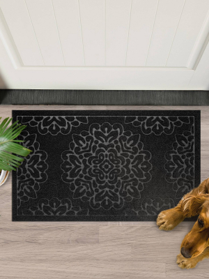 1'6"x2'6" Damask Doormats Black - Multy Home Lp