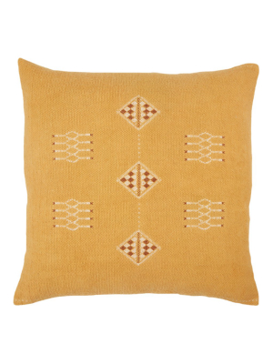 Jaipur Living Nufisa Tribal Yellow/ White Poly Throw Pillow 22 Inch