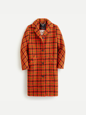 Car Coat In Houndstooth Italian Wool