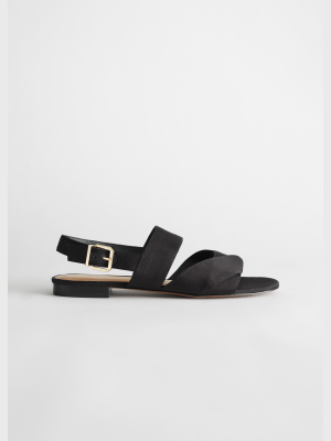 Twill Slingback Buckled Sandals