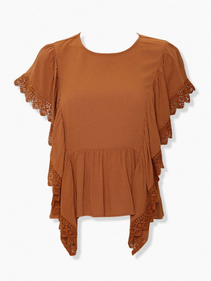 Lace-trim Angel Sleeve Top