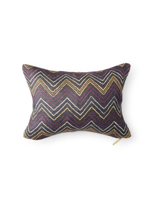 Plum Chevron Kuba Cloth - Lumbar Pillow