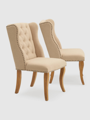 Set Of 2 Avignon Tufted Dining Chair Beige - Rst Brands