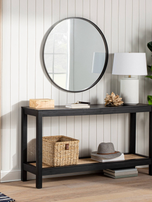 Console Table With Woven Rattan Shelf Black - Threshold™ Designed With Studio Mcgee