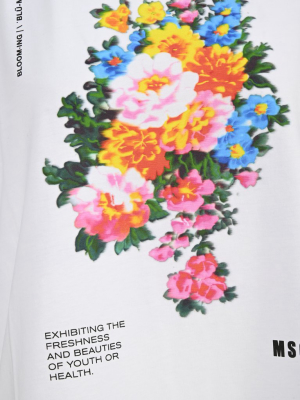 Msgm Floral Print T-shirt Dress