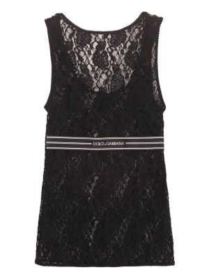 Dolce & Gabbana Logo Band Lace Tank Top