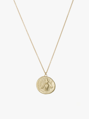 Bee Coin Pendant In 14k Gold