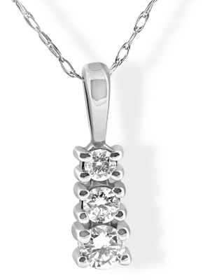 Pompeii3 1/4 Cttw Three Stone 3 Diamond White Gold Pendant Necklace