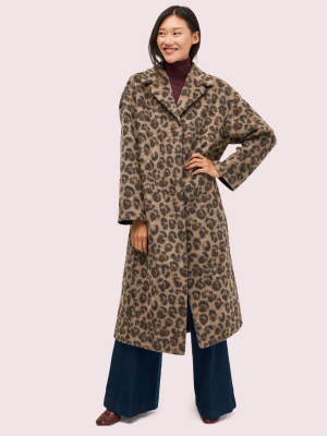 Brushed Leopard Overcoat