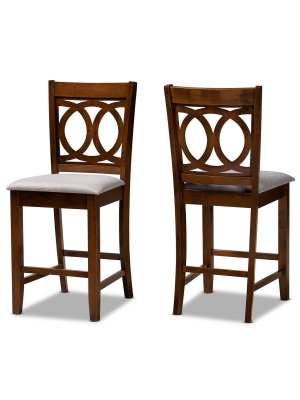 Set Of 2 Lenoir Upholstered Wood Pub Chairs Gray/walnut - Baxton Studio