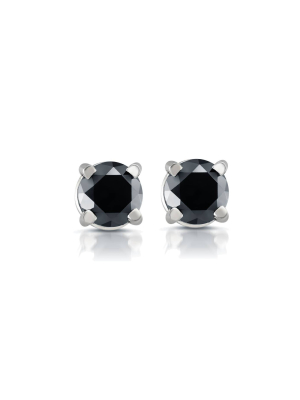 Pompeii3 White Gold 1/2ct Round Cut Black Diamond Studs 14k