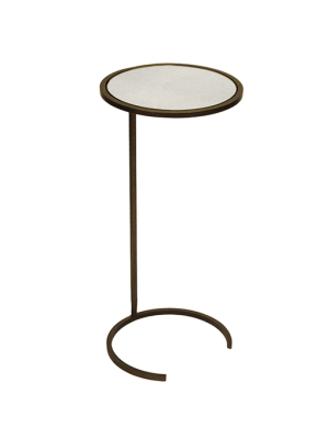 Round Cigar Table In Painted Bronze With Antique Mirror Top