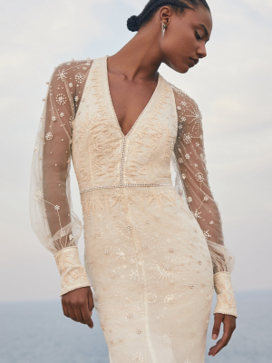 Constellation Embroidered Silk Tulle Dress