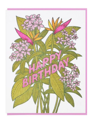Tropical Flowers Birthday Card