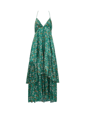 L'autre Chose Floral Printed Flounced Maxi Dress