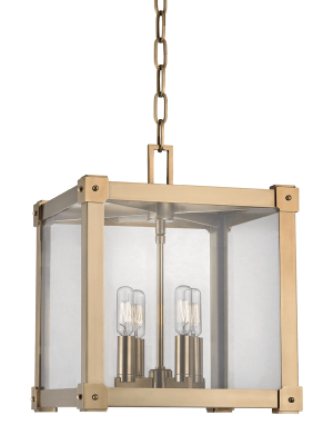 Hudson Valley Lighting Forsyth 4-bulb Pendant - Aged Brass & Clear