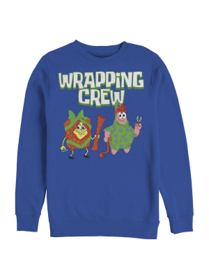 Men's Spongebob Squarepants Christmas Wrapping Crew Sweatshirt