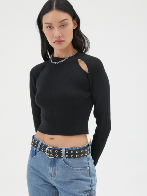 Milk It Ribbed Cutout Top