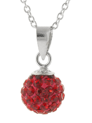 Women's Silver Plated 8mm Crystal Bead Pendant - Red/silver (18")