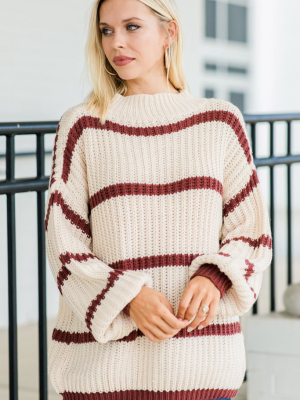 Looking For You Brick Red Striped Sweater