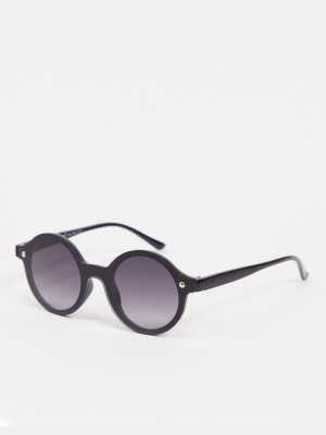 Aj Morgan Round Rimless Sunglasses In Black