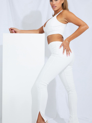 Shape Cream Rib High Waist Split Hem Leggings